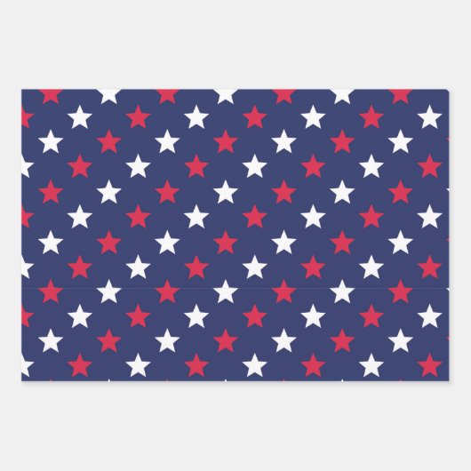 Patriotic Red White Blue Stars American Geschenkpapier Set (Vorderseite)