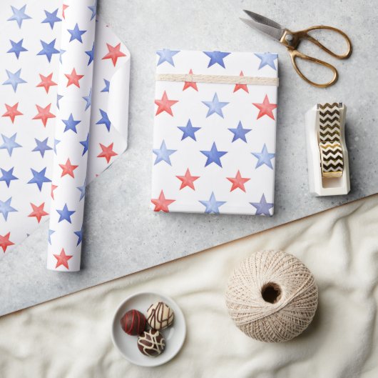 Patriotic Red White & Blue Stars  Geschenkpapier (Kunsthandwerk)