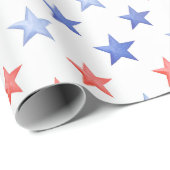 Patriotic Red White & Blue Stars  Geschenkpapier (Rolleneckpunkt)
