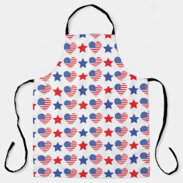 PATRIOTIC RED WHITE BLUE STARS & HEARTS SCHÜRZE