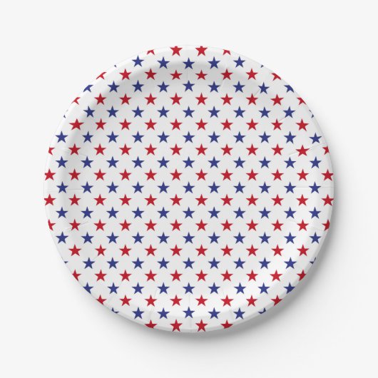 Patriotic Red White Blue Stars Pappteller (Vorderseite)