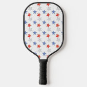 Patriotic Red White Blue Stars Pickleball Schläger (Rückseite)