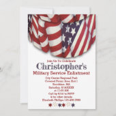 Patriotic Red White Blue Stars Service Einlistunge Einladung (Vorderseite)
