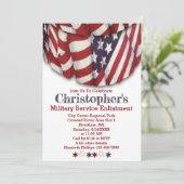 Patriotic Red White Blue Stars Service Einlistunge Einladung (Stehend Vorderseite)