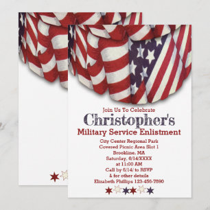 Patriotic Red White Blue Stars Service Einlistunge Einladung