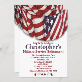 Patriotic Red White Blue Stars Service Einlistunge Einladung