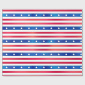 Patriotic Red White Blue Stars Stripes USA Geschenkpapier (Flach)