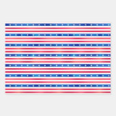Patriotic Red White Blue Stars Stripes USA Geschenkpapier Set (Vorderseite 2)