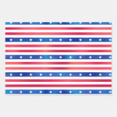 Patriotic Red White Blue Stars Stripes USA Geschenkpapier Set (Vorderseite)