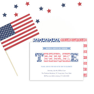 Patriotic Red White Blue Twins 3. Geburtstags-Part Einladung