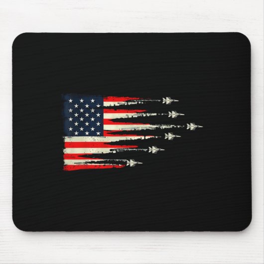 Patriotic Red White Blue Usa Flag Fighter Jets 4th Mousepad (Vorne)
