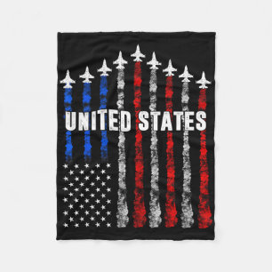 Patriotic Red White Blue Usa Flag Fighting Jets 4. Fleecedecke