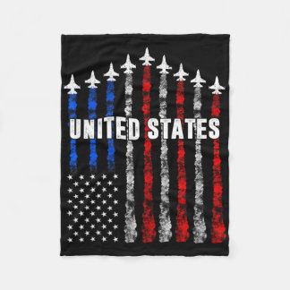 Patriotic Red White Blue Usa Flag Fighting Jets 4. Fleecedecke