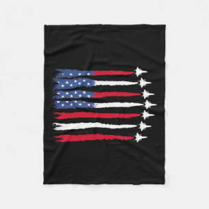 Patriotic Red White Blue Usa Flag Fighting Jets 4. Fleecedecke