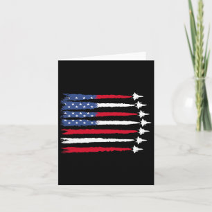 Patriotic Red White Blue Usa Flag Fighting Jets 4. Karte