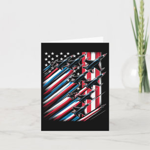 Patriotic Red White Blue Usa Flag Fighting Jets 4. Karte