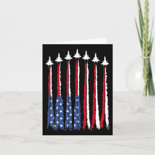 Patriotic Red White Blue Usa Flag Fighting Jets 4. Karte