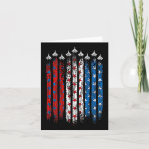 Patriotic Red White Blue Usa Flag Fighting Jets 4. Karte