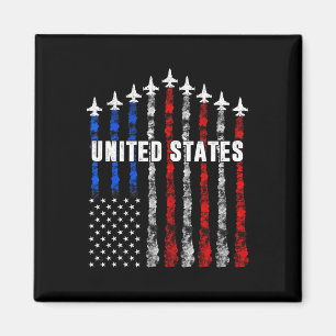Patriotic Red White Blue Usa Flag Fighting Jets 4. Magnet
