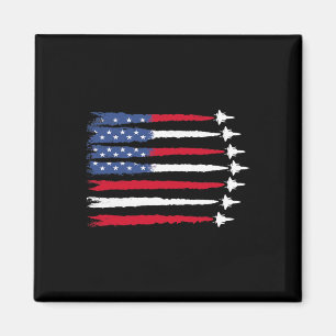 Patriotic Red White Blue Usa Flag Fighting Jets 4. Magnet