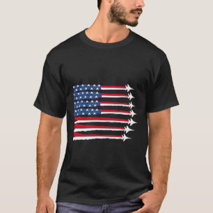 Patriotic Red White Blue Usa Flag Fighting Jets 4. T-Shirt