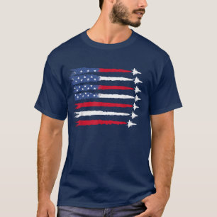 Patriotic Red White Blue USA Flag Fighting Jets T-Shirt