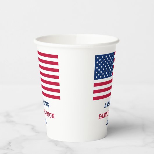 Patriotic Red White Blue USA Flag Pappbecher (Links)