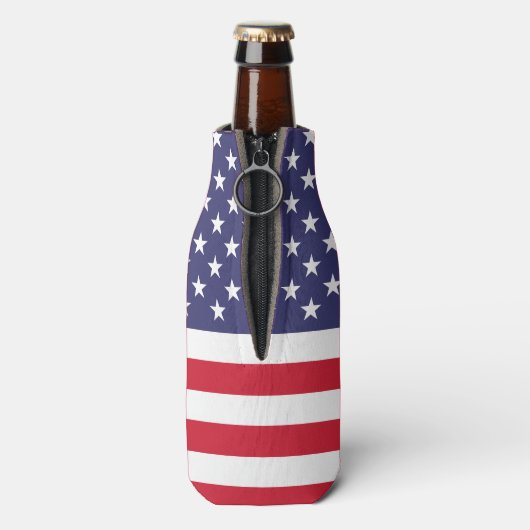 Patriotic Red White Blue USA Flag Personalisiert Flaschenkühler (Flasche Rückseite)