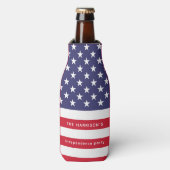 Patriotic Red White Blue USA Flag Personalisiert Flaschenkühler (Flaschenvorderseite)