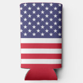 Patriotic Red White Blue USA Flag Personalisiert Selters Dosenkühler (Rückseite)