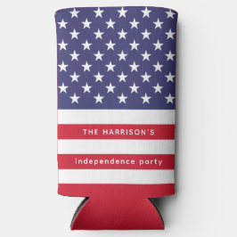 Patriotic Red White Blue USA Flag Personalisiert Selters Dosenkühler