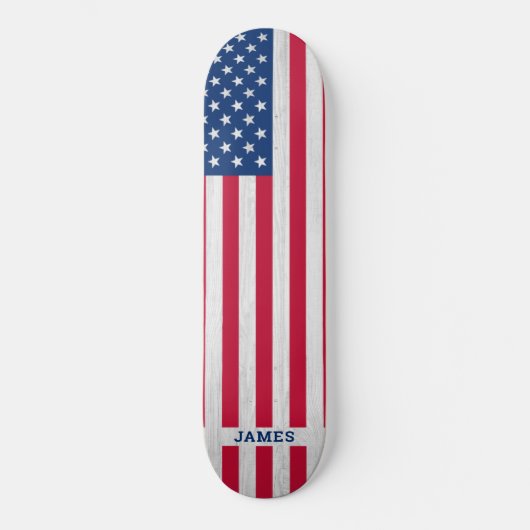 Patriotic Red White Blue USA Flag Skateboard (Vorderseite)