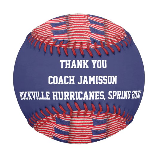 Patriotic Red White Blue Vielen Dank Coach Name Fl Baseball (Vorderseite)