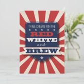 Patriotic Red White & Brew Custom Einladung (Stehend Vorderseite)