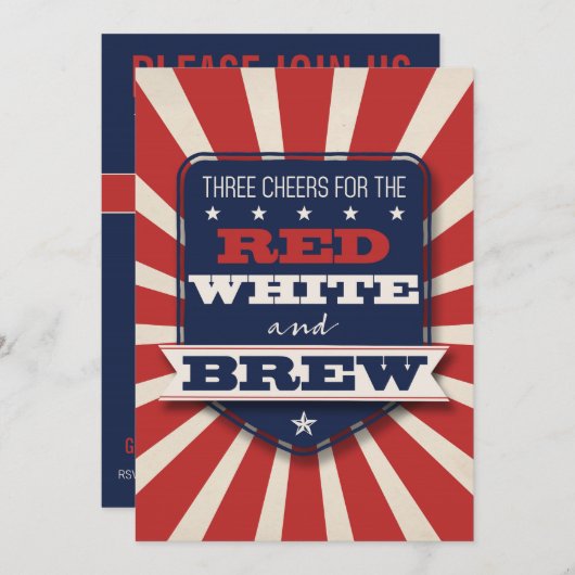 Patriotic Red White & Brew Custom Einladung (Vorne/Hinten)