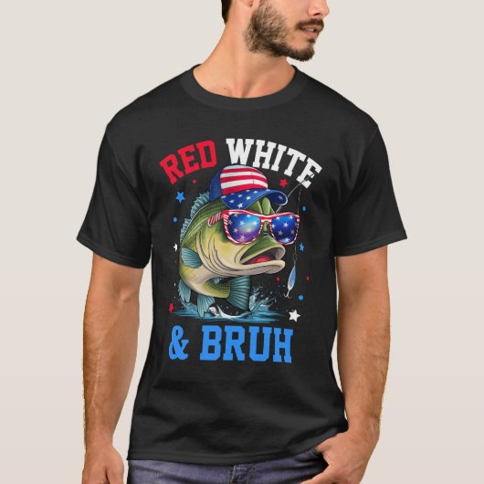 Patriotic Red White & Bruh America Fischen 4t T-Shirt (Vorderseite)