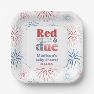 Patriotic Red White Due Baby Dusche Party Pappteller