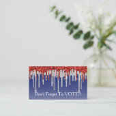 Patriotic Red White Glitter Drip Blue Reminder Visitenkarte (Stehend Vorderseite)