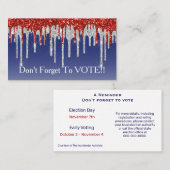 Patriotic Red White Glitter Drip Blue Reminder Visitenkarte (Vorne/Hinten)