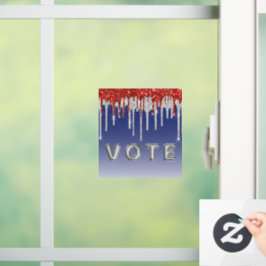 Patriotic Red White Glitter Drip Blue Vote Fensteraufkleber