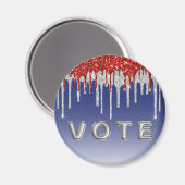 Patriotic Red White Glitter Drip Blue Vote Magnet (Vorderseite/Rückseite)