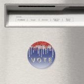 Patriotic Red White Glitter Drip Blue Vote Magnet (In Situ (Geschirrspüler))