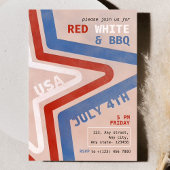 Patriotic Red White & GRILLEN 4. Juli Retro Einladung