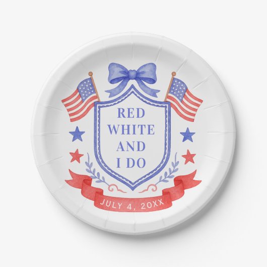 Patriotic Red White & I Do Bridal Shower  Pappteller (Vorderseite)