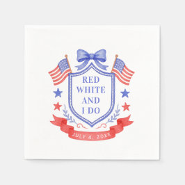Patriotic Red White & I Do Bridal Shower Serviette