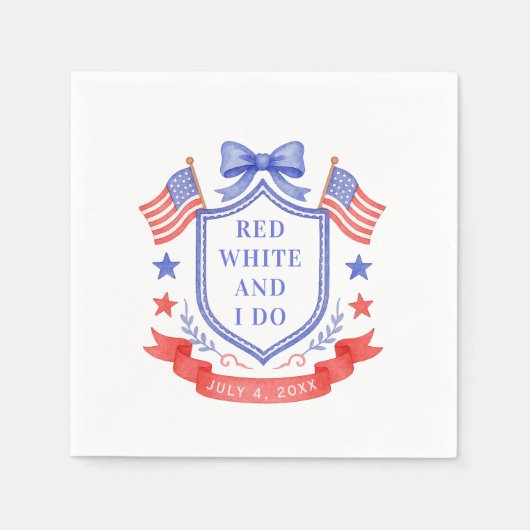Patriotic Red White & I Do Bridal Shower Serviette (Vorderseite)