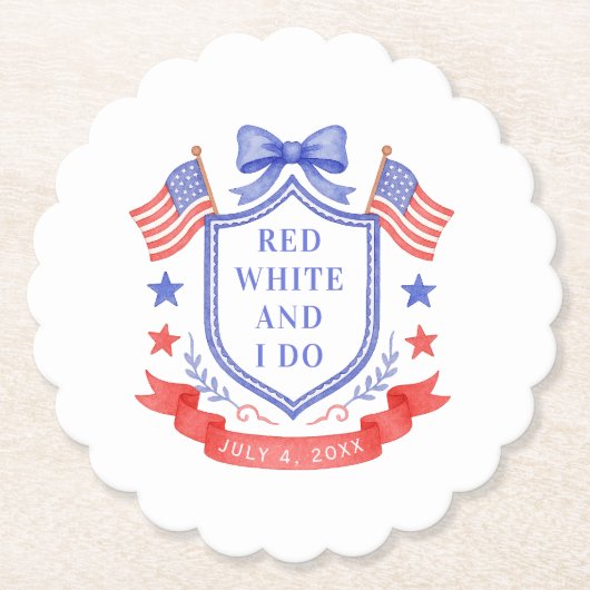 Patriotic Red White & I Do Bridal Shower Untersetzer (Vorderseite)