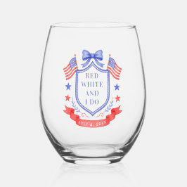 Patriotic Red White & I Do Bridal Shower Weinglas Ohne Stiel