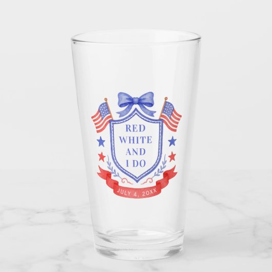 Patriotic Red White & I Do Bridal Shower Welcome Glas (Vorderseite)