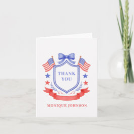 Patriotic Red White & I Do Monogram Bridal Shower Dankeskarte